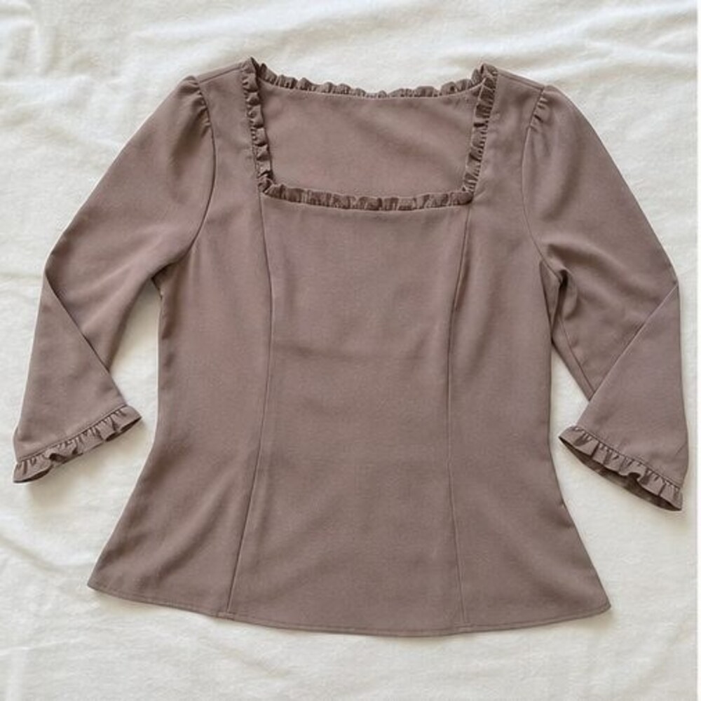 Taupe Button Blouse